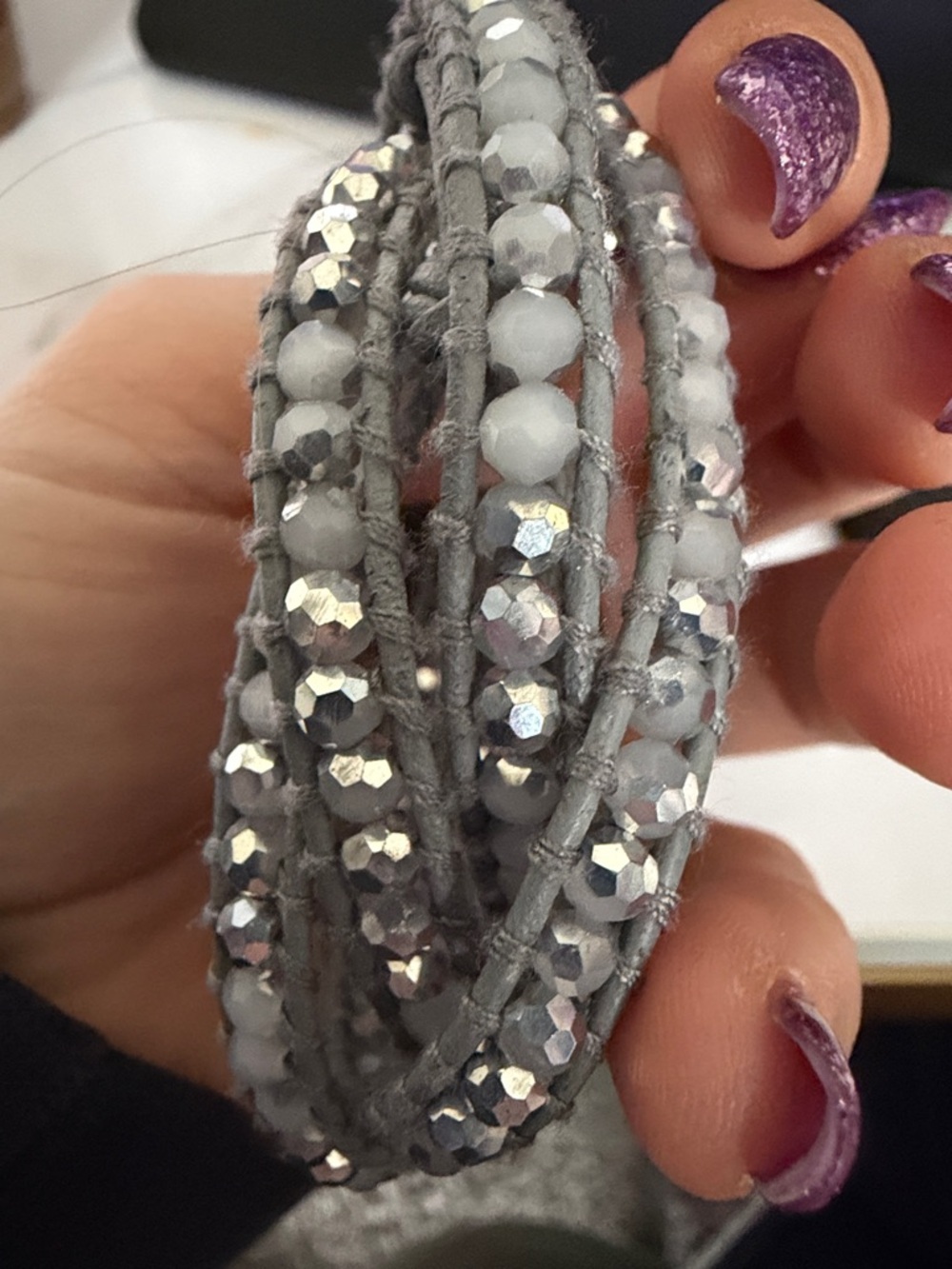 Victoria Emerson Gray Beaded Wrap Bracelet with Sparkle Accents - Picture 7 of 7